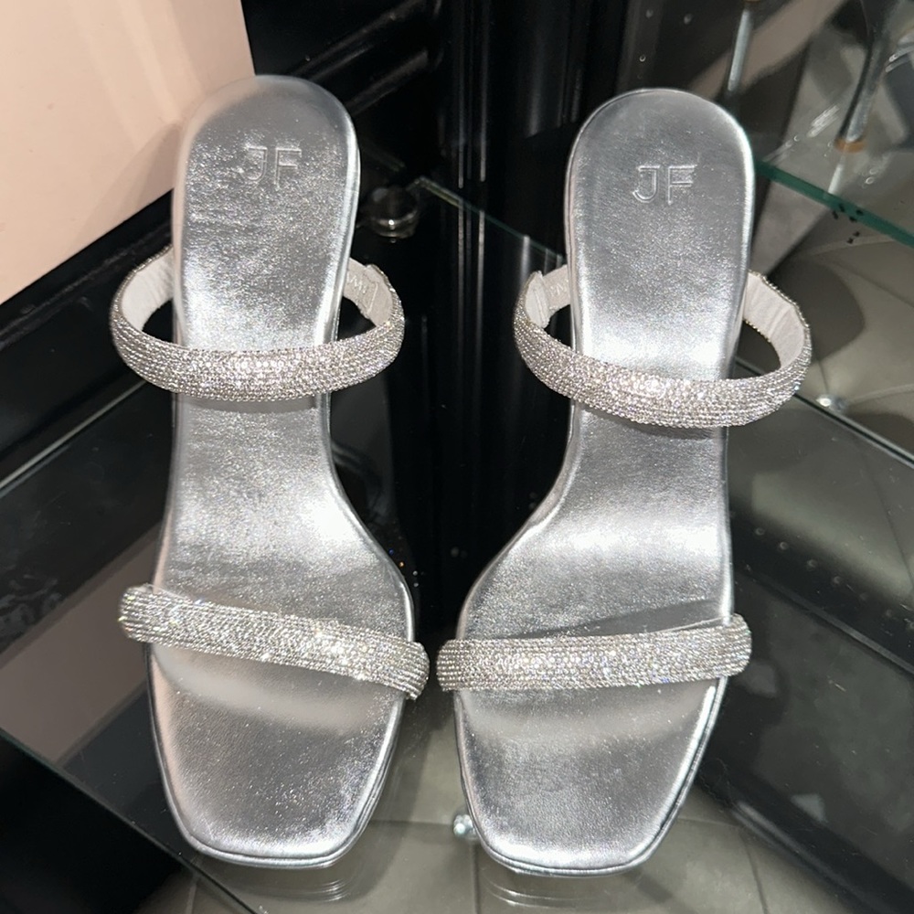 Just Fab - Golden Hour Mule Sandals In Clear Rhinestone - Picture 5 of 13
